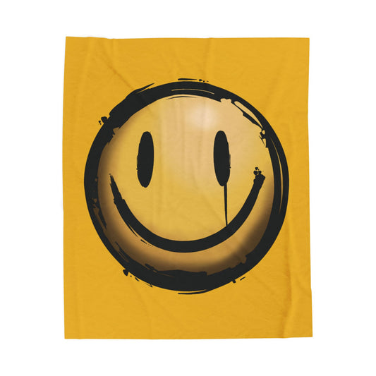 Cozy Smiles Face Velveteen Plush Blanket - Comfort and smiles